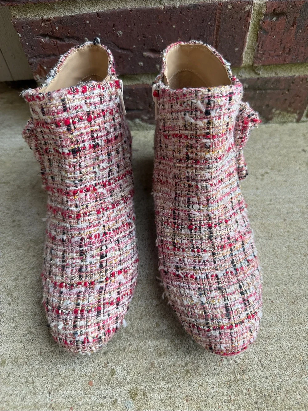 Copper Key Tweed Bow Ankle Boots